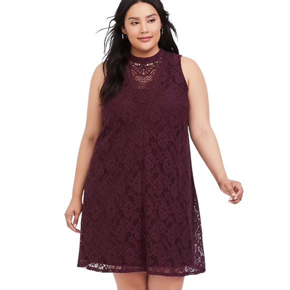 NWT Torrid Burgundy Purple Lace Trapeze Dress - Picture 4 of 10